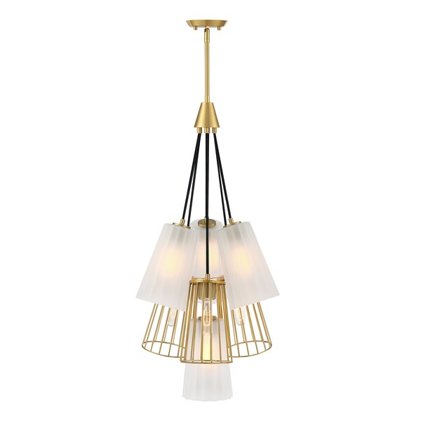 Designers Fountain Liana 7-Light Brushed Gold Glam Tiered Statement Chandelier for Foyers and Entryways D328M-7CH-BG - main